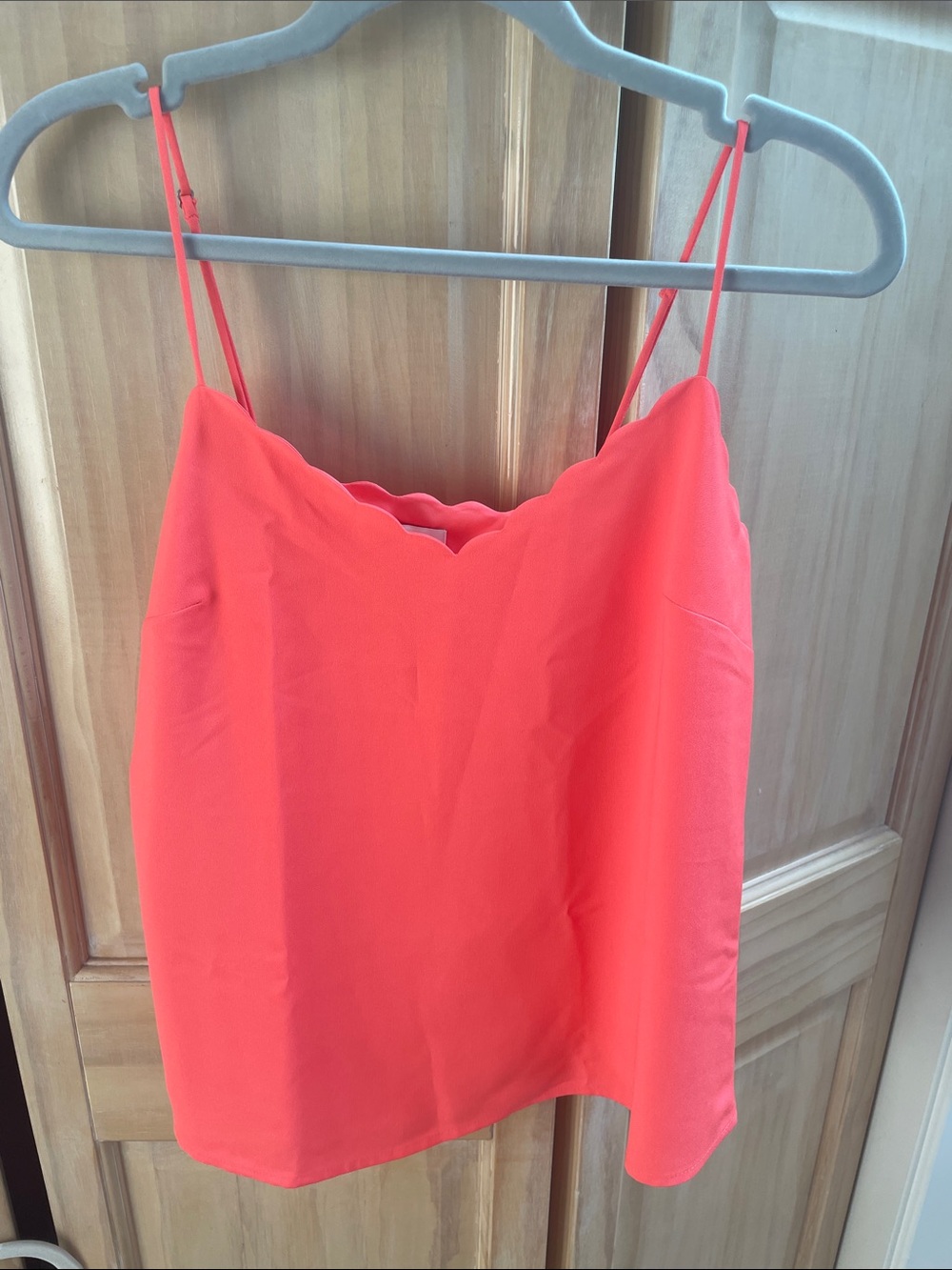 J. Crew Coral Scalloped-Edge Camisole